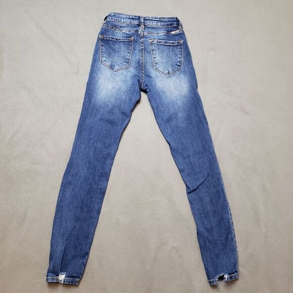 KANCAN Dark Wash Distressed Destroyed Skinny Jeans - Picture 3 of 16